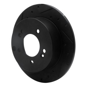 Kia Rondo Brake Rotor (1) - Rear Left - R1 Concepts - Drilled & Slotted - Black - `07-`12